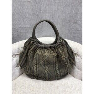 Mode Luxe Purse Stone Wash Cable Knit Sweater Gray Slouch Boho